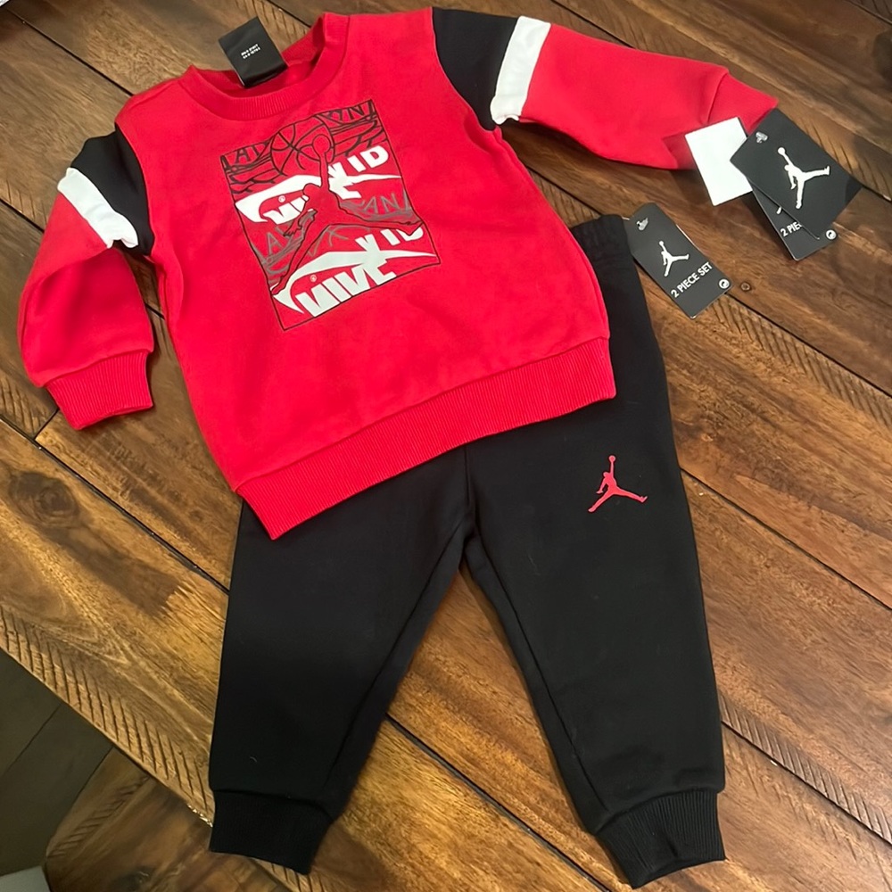 Nike Jordan 2-piece sweatsuit set black and red